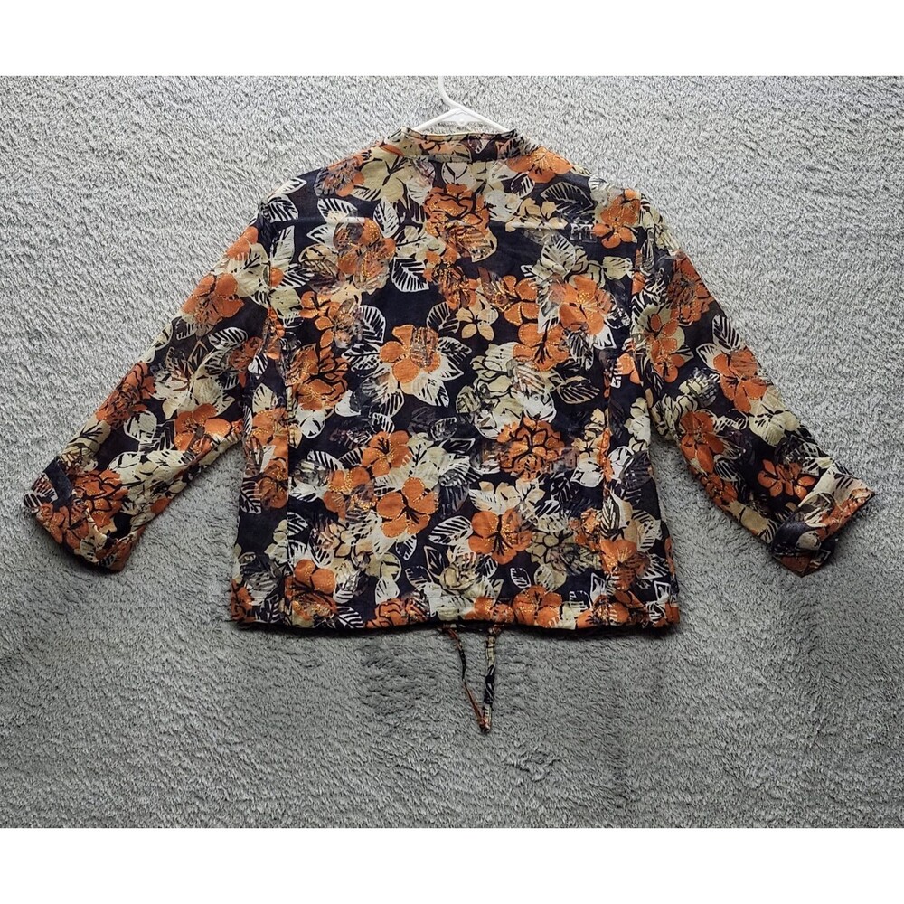 Ruby Rd Floral Jacket Orange Button Front Women's Size 10 Tropical Spring - Picture 6 of 10